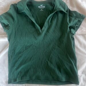 Hollister Women's Short Sleeve Green Top